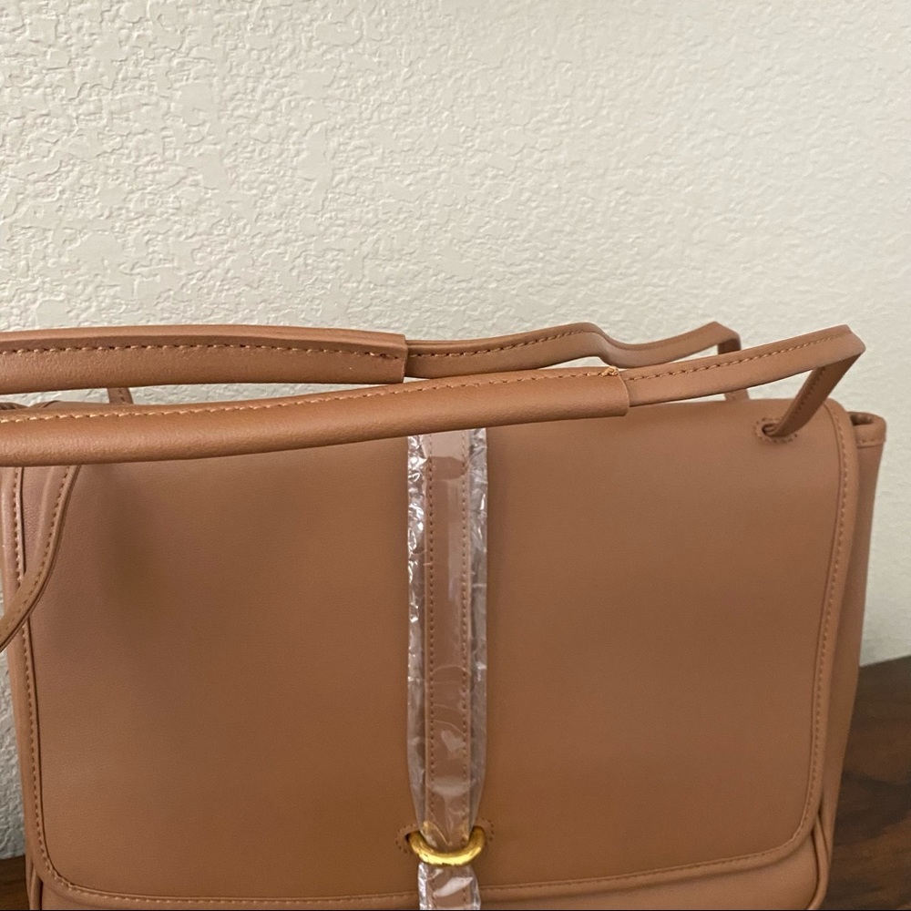 Golden Brown Belted Convertible Classic Shoulder Crossbody Bag Purse - Picture 4 of 14